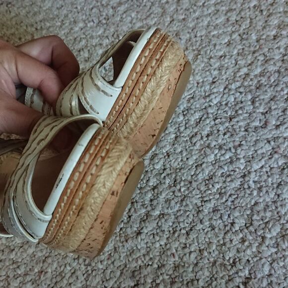 Prada White leather criss cross Wedges Sandals size 36.5 - Picture 10 of 16